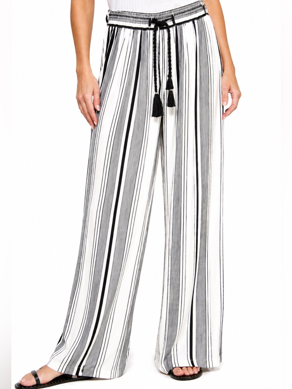 Zara Trafaluc Collection Striped Wide Leg Palazzo Pants XS Resort Beach Coastal